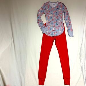 Christmas Holiday Candy Cane Pajama PJ Set Girl’s 10 Flannel Waffle Weave Winter